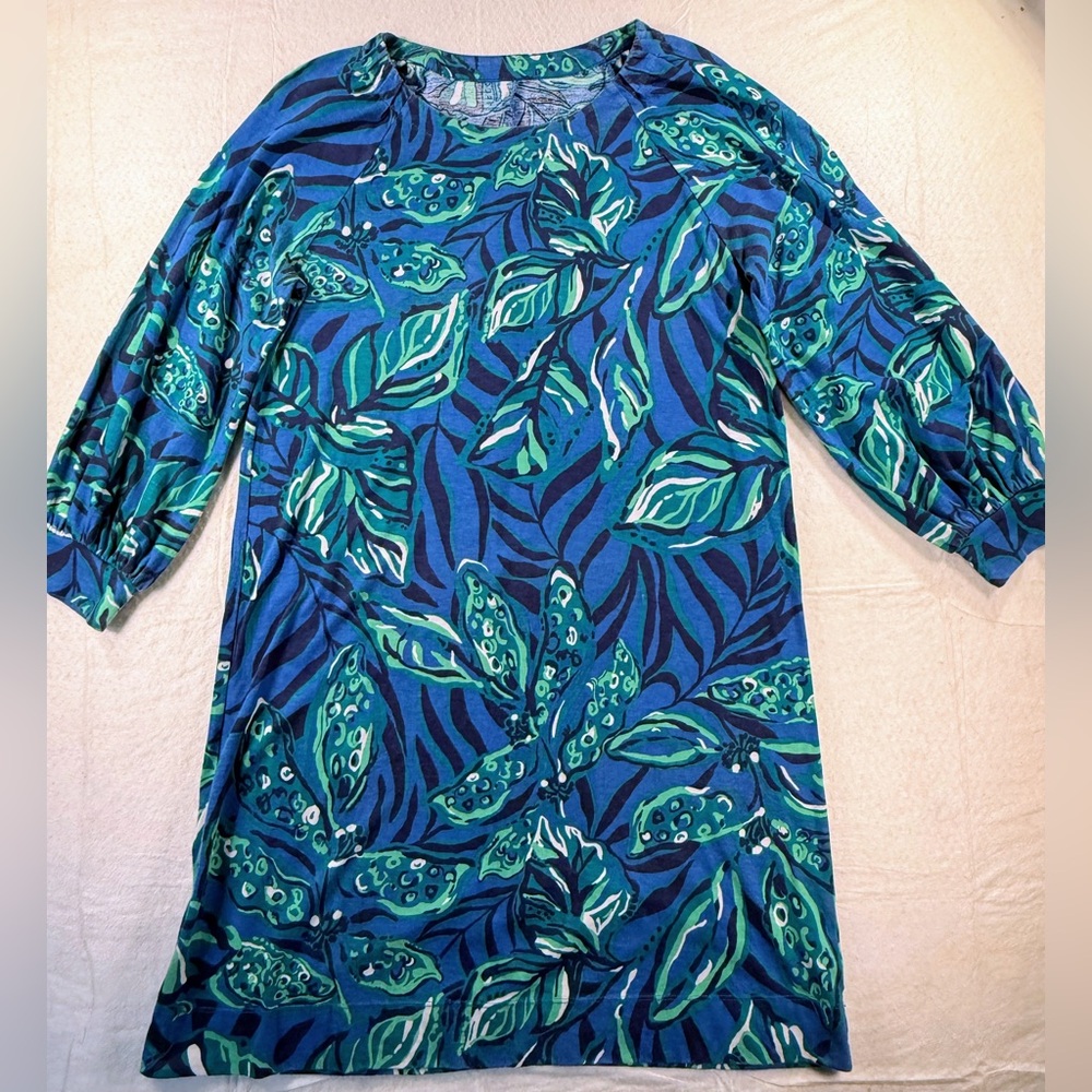 Lilly Pulitzer Elianna Cotton T-Shirt Dress Indigo Breeze Medium